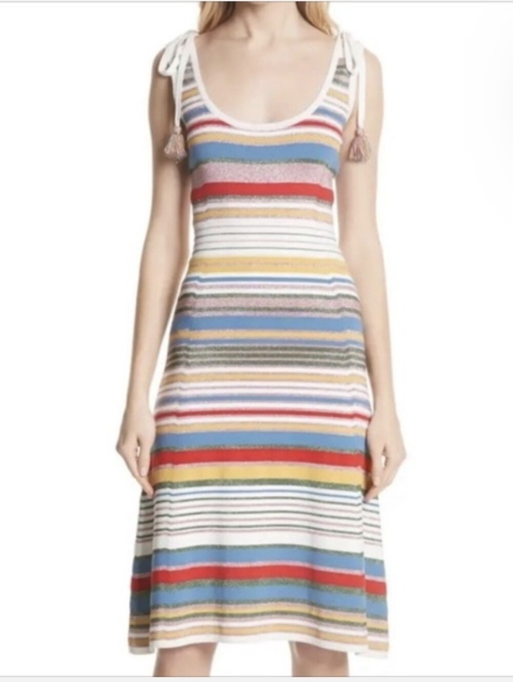 Veronica Beard Dulce Glitter Stripe Knit Sleeveless Midi Tank Dress - Size M - Picture 2 of 16